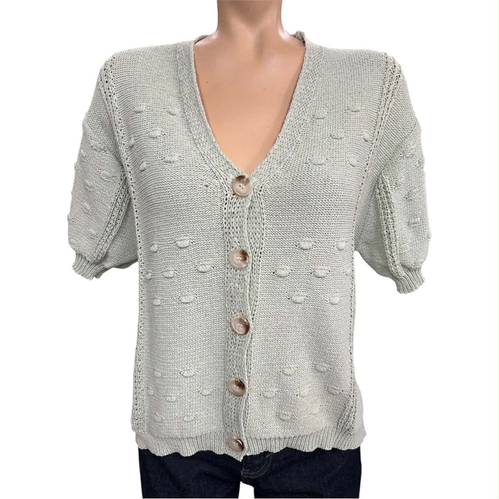 So Me NWT Light Gray Button-Up Sweater Size S